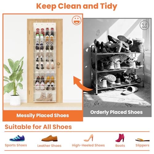 ZATOCL 10-Tier Over The Door Organizer, Space Saving Hanging Shoes Organizer and Storage Unit, Organizer for Closet, Bedroom, Entryway, White - Thumbnail 3