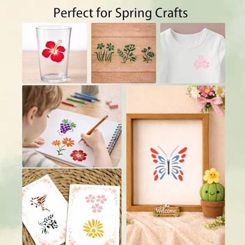 50 PCS Small Flower Stencils for Painting, Reusable Spring Stencils for Wood, Wall, Canvas & Cards, Holiday Crafts(3×3 Inch) - Thumbnail 5