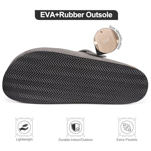 Fuzzy Suede Clogs for Women Fur Lined Leather Mules Soft Non Slip Potato Shoes with Arch Support Grey - Thumbnail 5