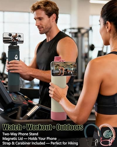 avodvo 24 oz Insulated Water Bottle with 2 Lids (2-in-1 Straw & Spout Lid, Magnetic Lid), Slim Water Bottle with Strap, Stainless Steel Water Bottle for Hiking, Gym, Travel, BPA-Free, Indigo/Black - Thumbnail 3