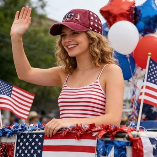 LELVK 4th of July American Flag Patriotic Baseball Cap | Embroidered USA Flag 100% Cotton Adjustable Hat for Men & Women - Thumbnail 6