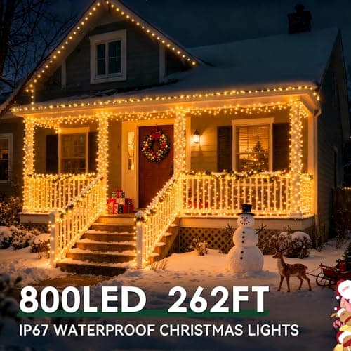 Soagrc Outdoor Christmas Lights, 800LEDs 262FT Christmas Tree String Lights, IP67 Waterproof 11 Modes Warm and Multicolor Holiday Lights with Remote for House Yard Xmas Decorations - Thumbnail 4
