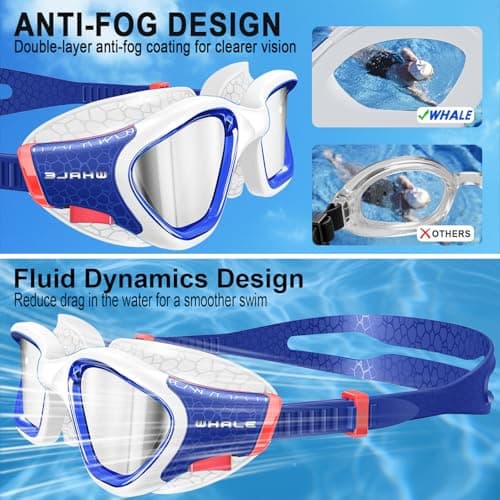 Whale Swim Goggles Polarized Anti-Fog Lenses, Unisex | 100% UV Protection | Anti-Fog Design (Glacier Blue; Polarized Lens) - Thumbnail 4