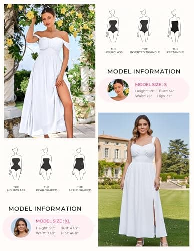 GRACE KARIN Summer White Dress for Women 2026,Off the Shoulder Smocked Bridesmaid Dresses,Formal Baby Shower Maxi Dresses L - Thumbnail 6