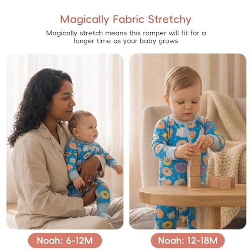 aqpa Baby Pajamas for Boys & Girls, Preemie & Newborn Onesies Sleepers, 92% Viscose From Bamboo 2-Way Zippers Footless PJs(Blue Cookies 0-3M) - Thumbnail 4