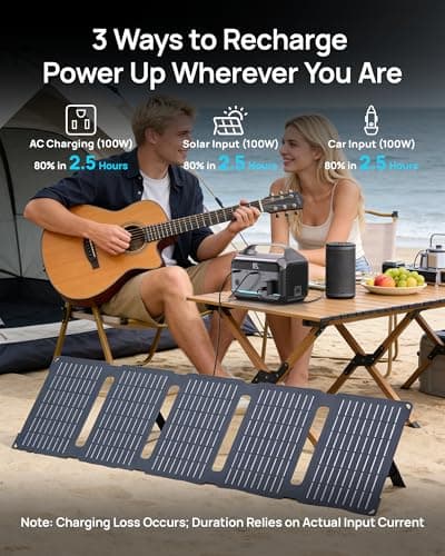 DARAN Portable Power Station with 60W Solar Panel Included, 288Wh LiFePO4 Battery, 350W (600W Peak), 7-Port Design, 2.1Hrs Fast Charing Solar Generators for Home, Outdoor Camping - Thumbnail 4