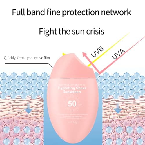 Sunscreen SPF 50+ 50g, Hydrating Sheer Face Sunscreen, Waterproof & Lightweight Water Gel, Non-Greasy, No White Cast, for Sensitive Skin Daily Use - Thumbnail 6