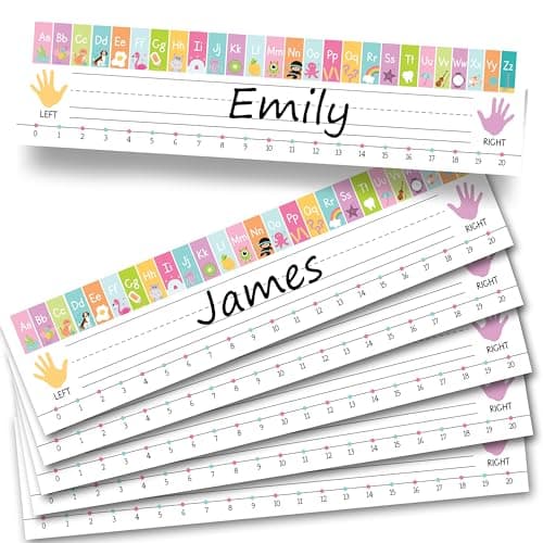 Hadley Designs Desk Name Tags for Classroom –25 Student Name Tags for Desks, 13x3 Name Plates for Classroom Decor, Teacher Supplies, Pastel Nametags, 1st-3rd Grade Kindergarten Preschool Must Haves