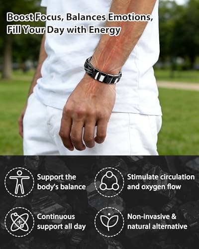Trinckle Hematite Bracelet for Men Women, Easter Gifts Natural Magnetic Hematite Beads 7.2 Inch Pulseras Para Hombres Reclaim Your Energy and Confidence, Reduce Stress, Inspirational Jewelry for Men's Birthday - Thumbnail 5