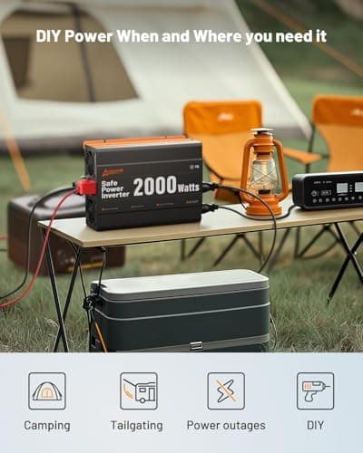 Ampeak 2000W Power Inverter, Inverter 12V to 110V Modified Sine Wave, High Conversion Efficiency 89%, 30W PD 18W USB, 3 AC Outlets for Camping - Thumbnail 6