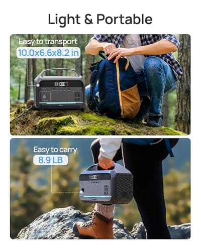 Solar Generator with Panel Included, Portable Power Station 600W with 80W Solar Panel, 288Wh LiFePO4 Battery with AC DC Outlets, Power Bank 2hrs Fast Charging, 7-Port Design for Emergency, Hurricane - Thumbnail 5