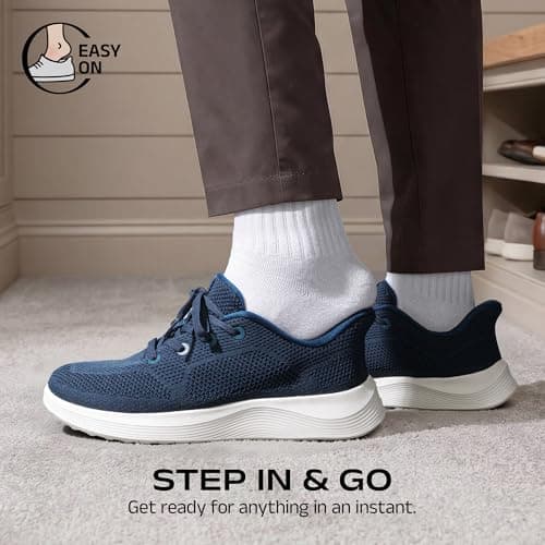 Bruno Marc Men's Hands Free Slip on Rommy Toe Walking Shoes Lightweight Breathable Comfortable Casual Sneakers,Size 12,Dark Blue,SBWA26002M - Thumbnail 4