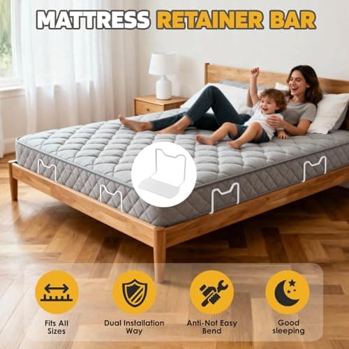Mdkave Mattress Slide Stopper,Mattress Retainer Bar,Mattress Retainer Bar for Adjustable Bed,Wider Taller Non Slip Mattress Gripper,Anti Mattress Slide for Most Soft Bed(White,1.96" H,2 Pack) - Thumbnail 3
