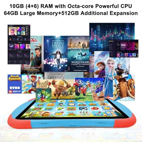 10inch Kids Tablet,Android 14 Tablets, Octa-core CPU, 10GB+64GB+1TB Expand Tablets for Kids with Kids Space, Parental Control, 6000mAh Big Battery, HD Touchscreen Display Tableta - Thumbnail 5