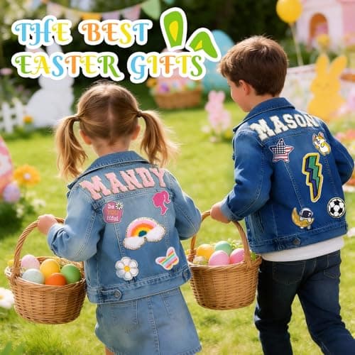 Individz Personalized Denim Jacket for Kids with Name, Custom Toddler Jean Jacket, 1-8 Year Old Boys Birthday Easter Gifts - Thumbnail 2