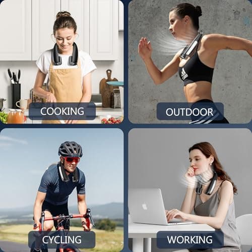 Rarekoas Portable Neck Fan, Hands-Free, 6 Speeds, 6000 mAh Battery, 360° Cooling Wearable Personal Fan, Rechargeable, Gifts for Women Men, Suitable for Indoor, Outdoor, Travel - Thumbnail 6