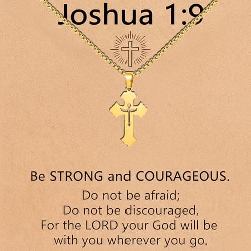 Jekvill Cross necklace for women and men 14k Gold Plated Hollow Design Cross Pendant Suitable Christian Gifts Baptism Easter Basket Fillers First Communion - Image 1