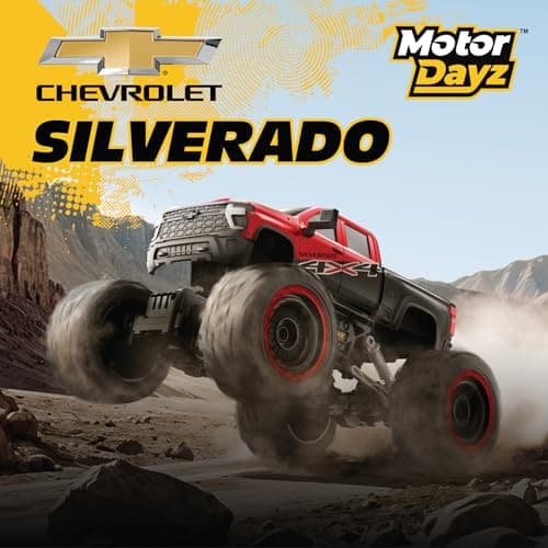 Motor Dayz RC 4WD Heavy Metal Chevrolet Silverado Truck – 1:14 Scale Remote Control Car, Stamped Metal Body, 2.4GHz Full-Function Radio Control, USB Rechargeable, Ready to Run, Red - Thumbnail 2