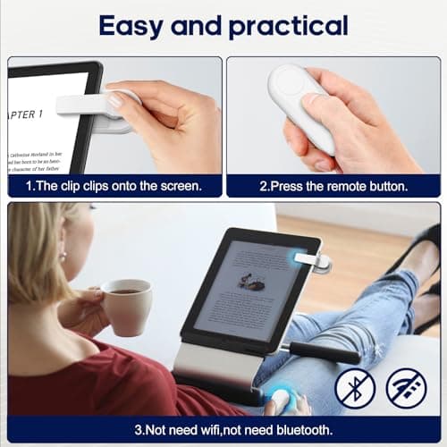 DATAFY [Case-Friendly] Page Turner for Kindle Paperwhite Oasis Kobo eReaders, Camera Camcorder Remote Controls, Page Turner Clicker for ipad Tablets Reading Novels with Wrist Strap Storage Bag - Thumbnail 5