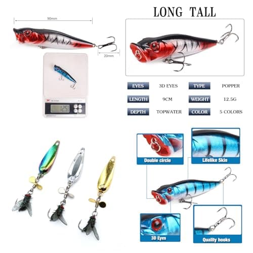 A complete set of 320 fishing accessories, including fishing gear box, metal bait and silicone soft bait, hooks and weight accessories,Fishing bait kit suitable for seawater and freshwater - Thumbnail 5