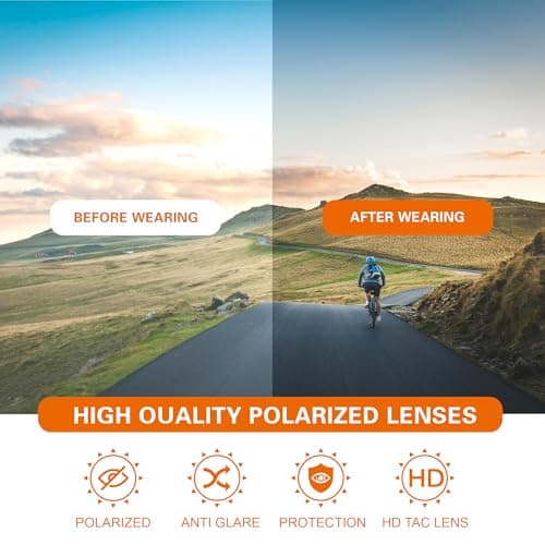 Sports Cycling Glasses for Men: Lightweight UV400 Protection Sunglasses for Women Running Ride Pickleball Fishing TR90 - Thumbnail 5
