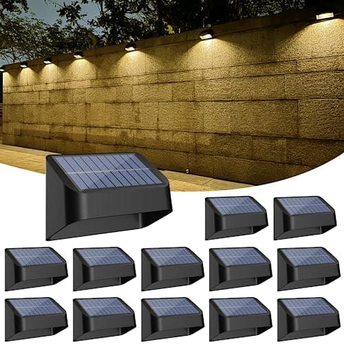 Brighter Solar Fence Lights,Solar Lights Outdoor Waterproof,Warm White and RGB 8 Colors,Dusk to Dawn Deck Light, Outdoor Lighting for Backyard/Railing/Wall/Step/Patio（12 Pack,Black） - Image 1