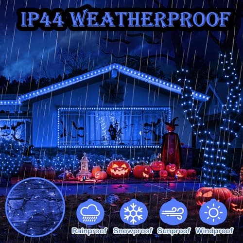 Decute Christmas String Lights Waterproof 300LED 105FT UL Certified with End-to-End Plug 8 Modes, Outdoor Indoor Starry Fairy Lights for Christmas Tree Patio Garden Wedding Party Decor Blue - Thumbnail 3