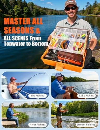 Large 3-Layer Tackle Box with Tackle Included, 417Pcs Fishing Lures Kit with Bonus Small 2-Sided Box & Gloves, Pliers, Crankbait, Hooks, Freshwater Bass Fishing Gear Gift for Men & Kids - Thumbnail 5