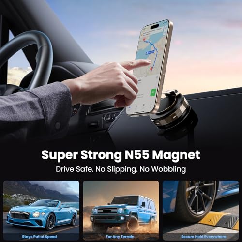 TECKNET Vacuum Magnetic Phone Holder - Upgraded 360° Adjustable Nano Gel Suction Cup Phone Holder for MagSafe, Car Mount for Car/Gym/Kitchen, Compatible with iPhone, Android and All Smartphones - Thumbnail 5