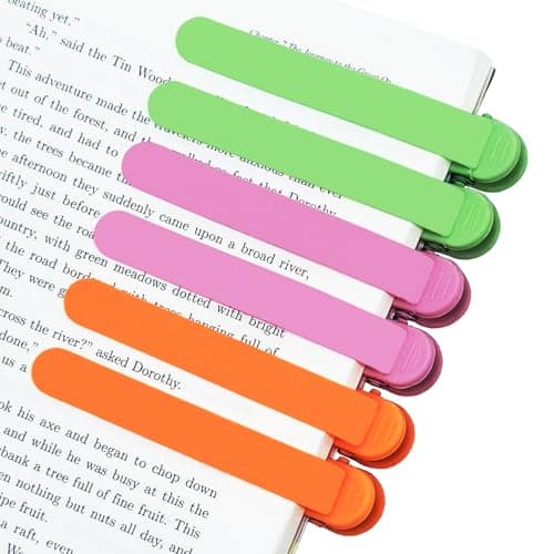 6Pcs Automatic Bookmark - Smart Book Marks for Reading Women, Men & Kids - Silicone Reading Book Mark Clip Page Holder Accessories - Image 1
