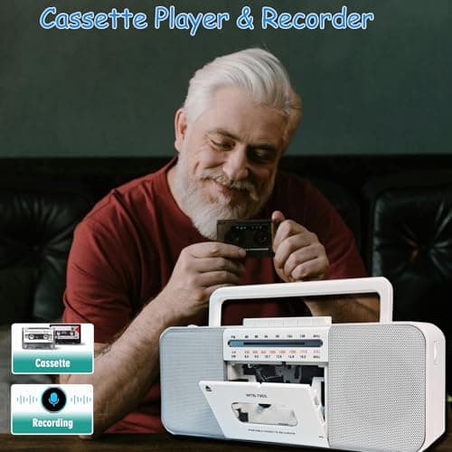 Cassette Tape Player Recorder Boombox with Bluetooth, AM/FM/SW Radio, Record to Cassette/USB/SD, Premium 10W Sound, AC/DC Powered, Portable Cassette Player - Thumbnail 3