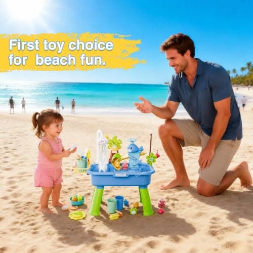 MeXYZ 2026 Upgraded Water Table for Toddlers 1-3, Kids Mini Play Sink Toys with Running Water & Electric Pump, Kitchen Sink Sensory Toy, Fishing Game Outdoor Water Play Table for Kids Ages 4-8, Blue - Thumbnail 2