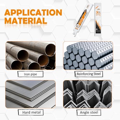 BGTEC Carbide Reciprocating Saw Blade for Hard Metal, Alloy Steel, Reinforcing Bars and Angles 6 Inch 8TPI, 4-Pack - Thumbnail 2