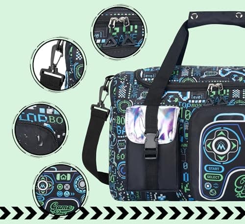 WOOMADA Travel Duffle, Weekend Bag with Wet Pocket & Trolley Sleeve, Gym Dance Bag With Shoe Compartment(Game) - Thumbnail 6
