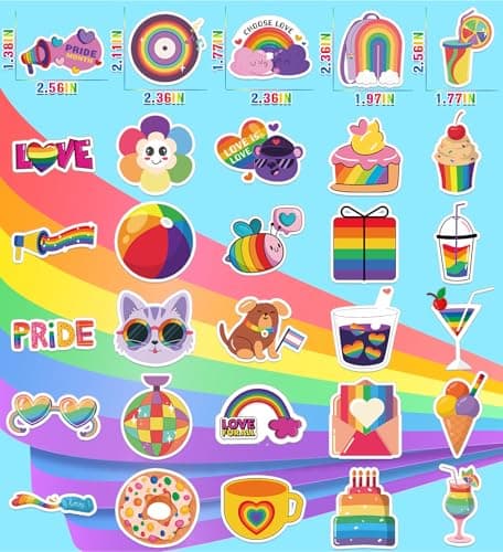 HSHFAMIIY Pride Stickers,100Pcs Pride Accessories, Rainbow Sticker for for Trans Bi Lesbian LGBTQ+ Gay Pride Stuff Accessories, Celebration Parades Home Decor Party Supplies Festivals - Thumbnail 2