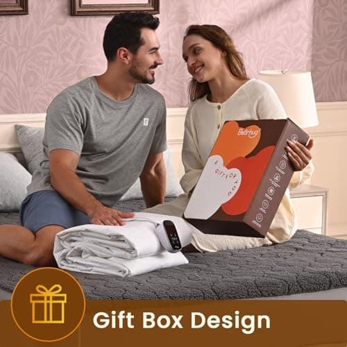 Bearhug Electric Heated Mattress Pads Full Size 54”×75” Sherpa Bed Warmer with 21” Deep Pocket 10 Heat Settings 12-Hour Timer Machine Washable Gray - Thumbnail 6