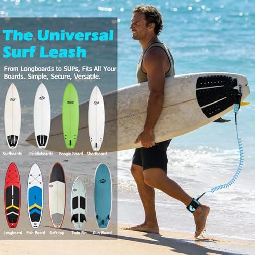 Mellbree Surfboard Leash, Premium SUP Leash Double-Side Rotatable Wirst Strap Leg Rope Flexible for Paddleboard Longboard Shortboard Stand-up Boogie Paddle Boards (Green Yellow, 10ft 7mm) - Thumbnail 3