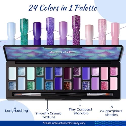 ABAC Solid Gel Nail Polish,Ombre Gel Nail Polish,Pat Paint Nail Gel-24 Colors Blue Pink Purple Shimmer Hema Free Gel Polish w/Pro Brush Soak Off LED Gift for Women - Thumbnail 6