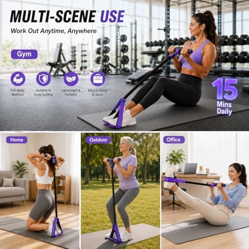 Pedal Resistance Band with Handle, Upgraded 55LBS Pedal Puller Resistance Bands for Abdomen, Waist, Arm, Leg Workout, Portable Sit Up Exercise Equipment for Women, Physical Therapy (Pink) - Thumbnail 6