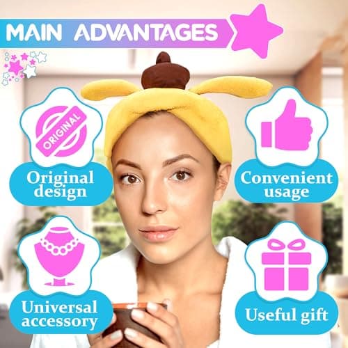 LIBERHAUS Yellow Bear Ears Headband – Cheerful Chipmunk Ears for Costume Party – Universal Size, Dog Kawaii Headband for Spa - Thumbnail 4
