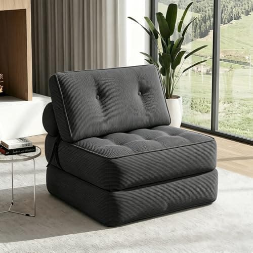 Folding Sofa Bed - Convertible Sleeper Chair with Back Support & Pillow, Boneless Foldable Couch Fold Out Chair Bed for Adults, Comfy Floor Sofa Lounge for Living Room/Guest Use/Home Office,Grey - Image 1