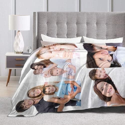 Ships Next Day . Custom Blanket with Photos Text Customized Blanket Personalized Flannel/Sherpa Throw Blankets for Adult Kid Birthday Christmas Halloween Fathers Mothers Valentines Gift - 40"x 50" - Thumbnail 4