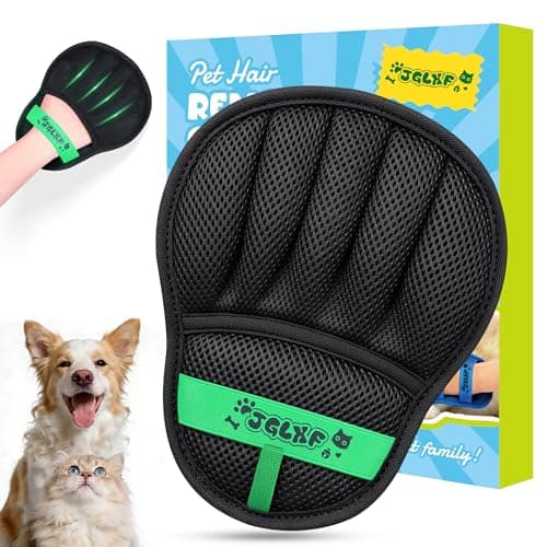 JGLXF Upgraded Pet Hair Removal Glove for Dogs & Cats, Electrostatic Five-Finger Hair Remover for Furniture, Couch, Carpet, Clothing& Car Seat, 1Pcs Reusable Magic Brush Pet Hair Remover Tool (Black) - Image 1