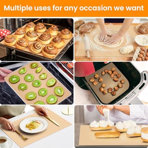 Silicone Baking Mat Roll - Best German Silicone - Heat Resistant Baking Macaron Bread Mat, Non-stick Pastry Mat, Reusable Dough Rolling Mat, Non Slip Countertop Protector Mat, Counter Mat, Oven Mat - Thumbnail 6