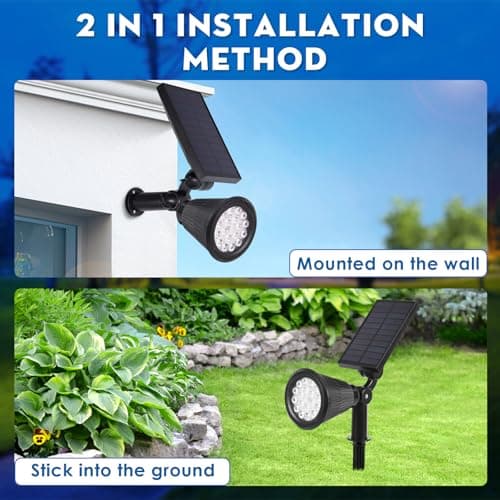 DEXULESA Solar Spot Lights Outdoor, 2-in-1 Wall Mount & Ground Stake 18 LEDs with 2 Lighting Modes, 7 Colors Changing, IP65 Waterproof Solar Landscape Lights (1 Pack, 18) - Thumbnail 3