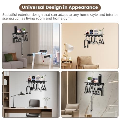 Floating Shelf Organizer Compatible with Tonal Accessories Wall Mount Hanger with Hooks T-Lock Adapters Home Gym Weight wall Storage Equipment Metal Rack Holder Bracket Hanger Black Workout Fitness - Thumbnail 5