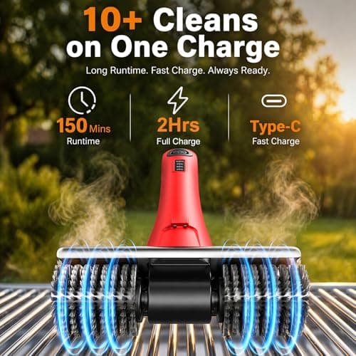 NeatLt Electric Grill Brush for Outdoor Grill, Cordless BBQ Grill Cleaner with Dual Rotating Heads, 450 RPM Motorized Grill Cleaning Brush with Forward & Reverse, 6-Piece Replaceable Brush Set - Thumbnail 5