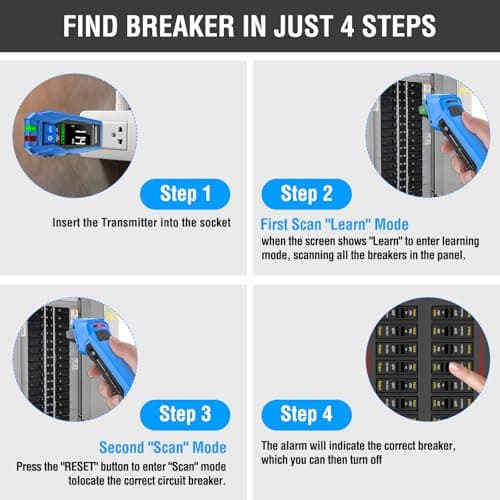 INSTRODOTS Circuit Breaker Finder, Digital Breaker Finder with GFCI Outlet Tester, AC 90-135V Electrical Circuit Tracer with Buzzer Alarm & Color LCD Display, Includes Batteries & Carrying Case - Thumbnail 3