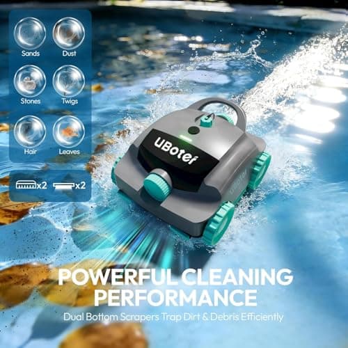 Pool Vacuum,UBoter E10 Cordless Robotic Pool Cleaner, Dual-Layer Filtration,Powerful Obstacle Crossing, Enhanced Edge & Corner Cleaning,120-Min for Above-Ground & Flat-Bottom Pools to 860 Sq.Ft - Thumbnail 6