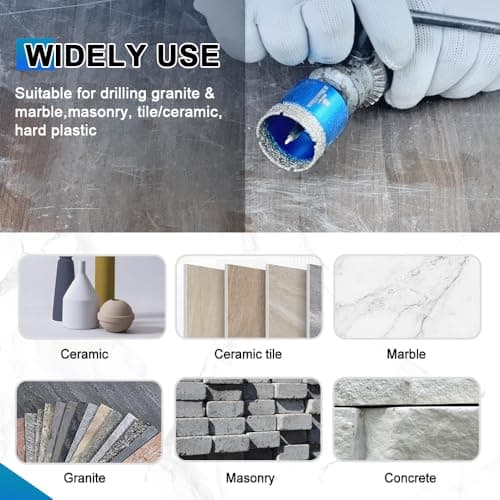 BRSCHNITT Diamond Tile Hole Saw Kit with Pilot Bit - (6-65mm) Dry Diamond Core Drill Bit Triangle Shank&Tile Blade for Porcelain Tile Ceramic Stone Granite Marble - Thumbnail 4